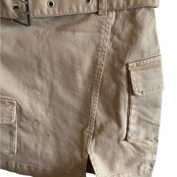 Juicy Couture Denim Mini Cargo Skirt w/Belt Nomad Brown Women’s 30 (12) NWT - Picture 2 of 9